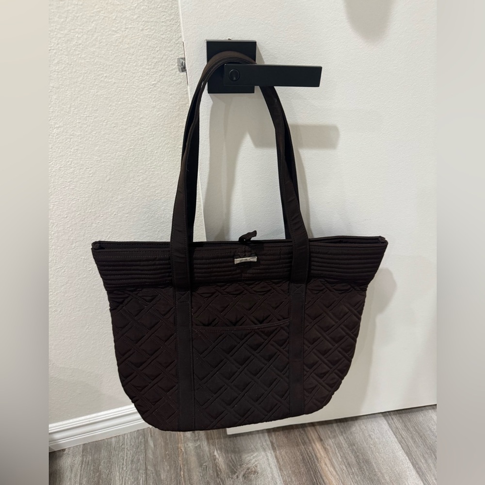 Vera Bradley Quilted Tote Bag in Chocolate Brown - Lightweight Everyday Carry